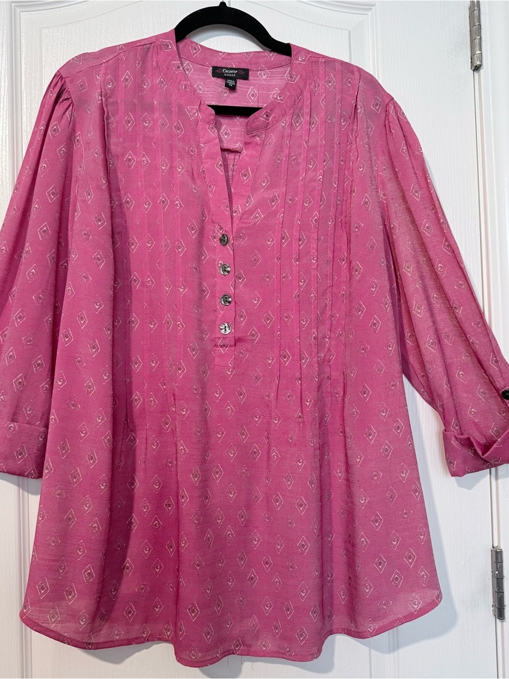 Cocomo Pink Pintuck Button-Front Blouse